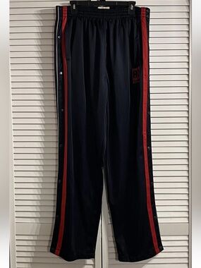 Plugg Men's Snap Track Pants XL Blue Straight Leg Side Striped Activewear